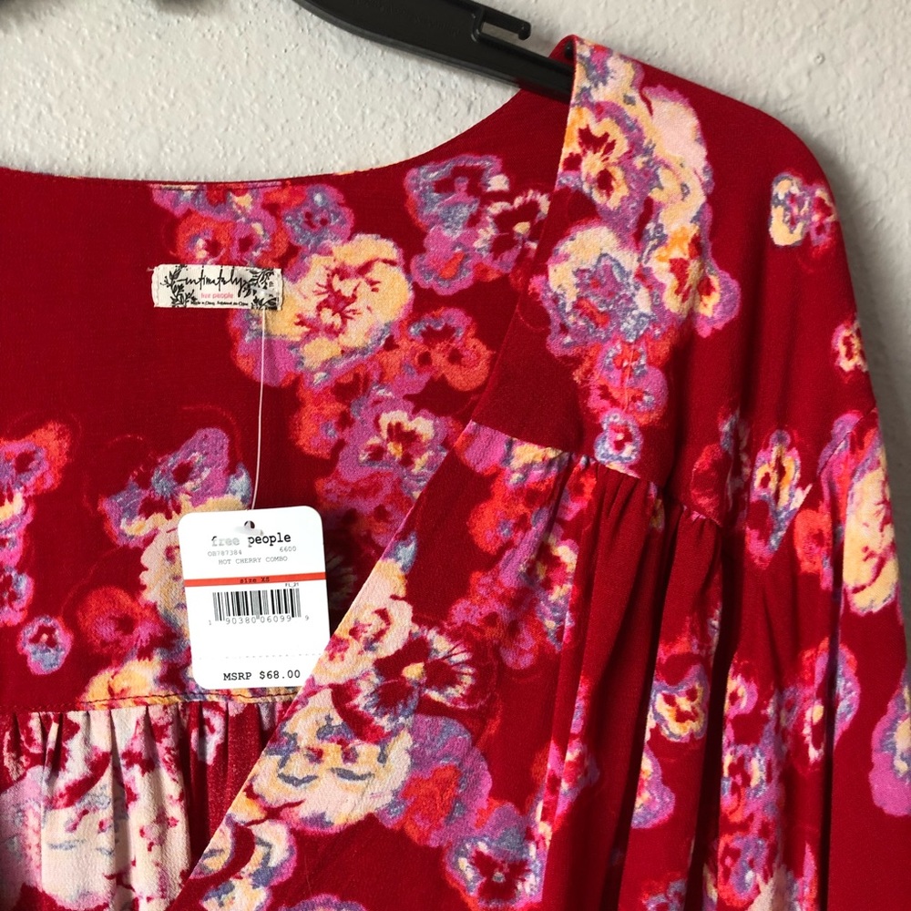 Free People Red Floral Blouse - Picture 5 of 8